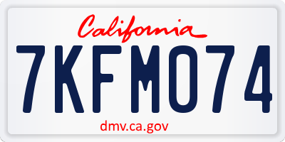 CA license plate 7KFM074