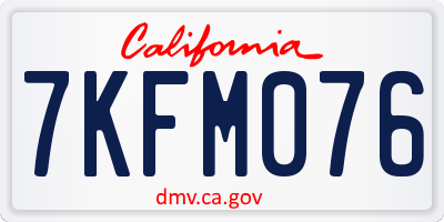 CA license plate 7KFM076