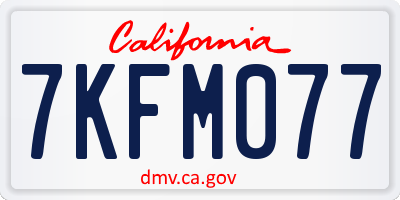 CA license plate 7KFM077