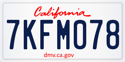 CA license plate 7KFM078