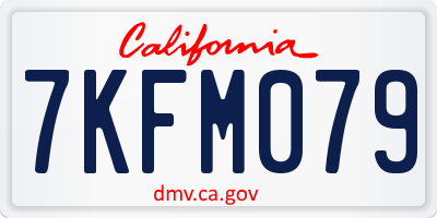 CA license plate 7KFM079