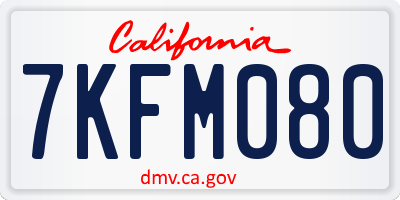 CA license plate 7KFM080