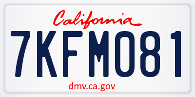 CA license plate 7KFM081