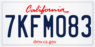 CA license plate 7KFM083