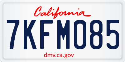CA license plate 7KFM085