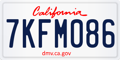 CA license plate 7KFM086