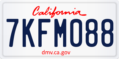 CA license plate 7KFM088