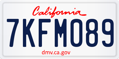 CA license plate 7KFM089