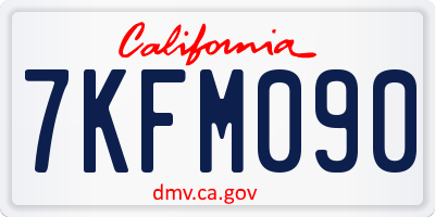 CA license plate 7KFM090