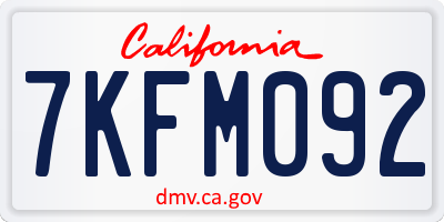 CA license plate 7KFM092