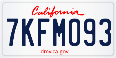 CA license plate 7KFM093