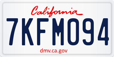 CA license plate 7KFM094