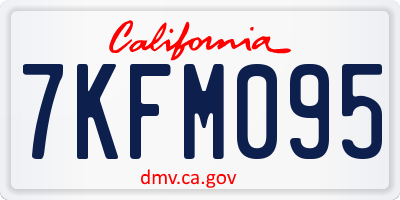 CA license plate 7KFM095