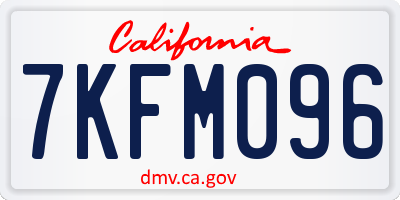 CA license plate 7KFM096