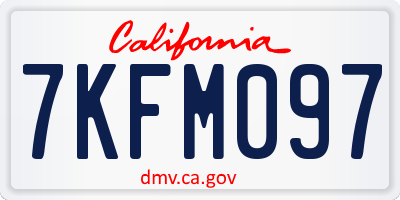 CA license plate 7KFM097