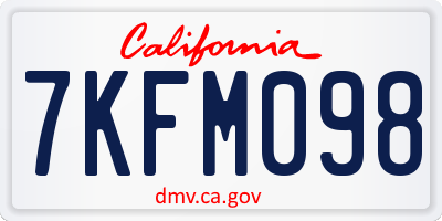CA license plate 7KFM098