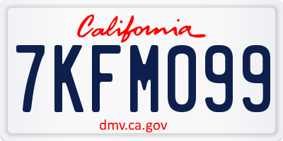 CA license plate 7KFM099