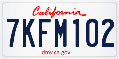 CA license plate 7KFM102