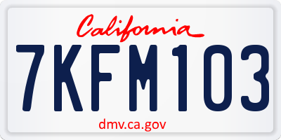 CA license plate 7KFM103