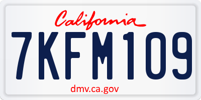CA license plate 7KFM109