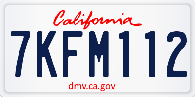 CA license plate 7KFM112