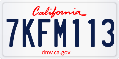 CA license plate 7KFM113