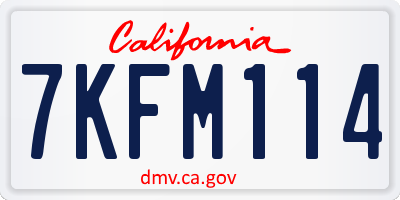 CA license plate 7KFM114