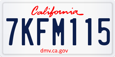 CA license plate 7KFM115