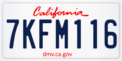 CA license plate 7KFM116