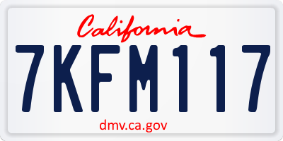 CA license plate 7KFM117