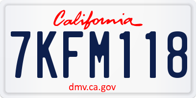CA license plate 7KFM118