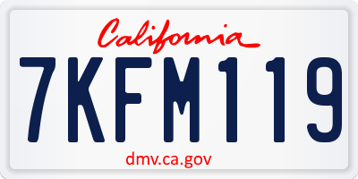 CA license plate 7KFM119