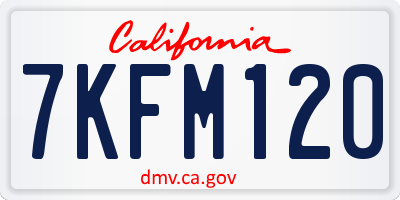 CA license plate 7KFM120