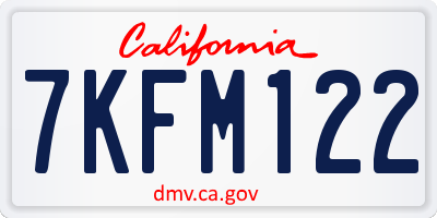 CA license plate 7KFM122