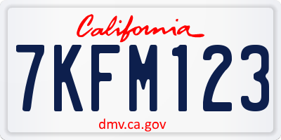 CA license plate 7KFM123