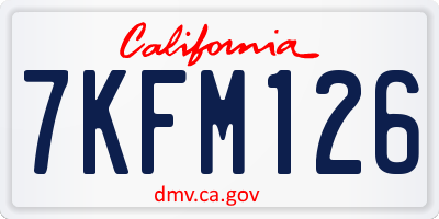 CA license plate 7KFM126
