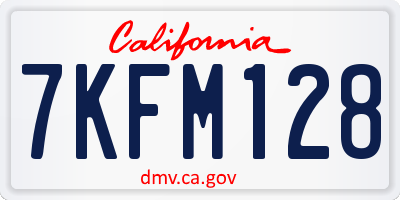 CA license plate 7KFM128