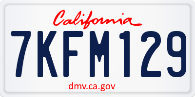 CA license plate 7KFM129