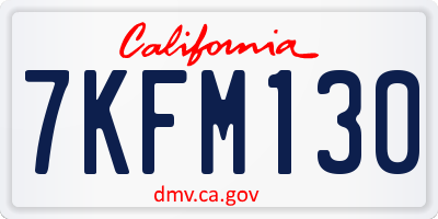 CA license plate 7KFM130