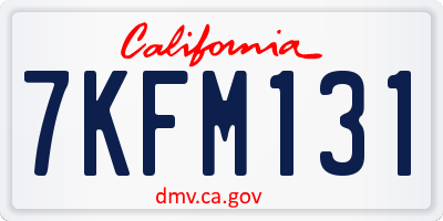 CA license plate 7KFM131