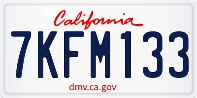 CA license plate 7KFM133