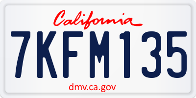 CA license plate 7KFM135