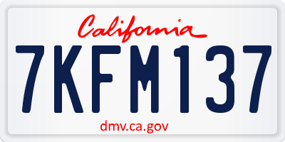 CA license plate 7KFM137