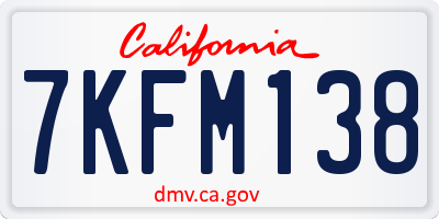 CA license plate 7KFM138