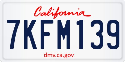 CA license plate 7KFM139
