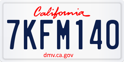 CA license plate 7KFM140