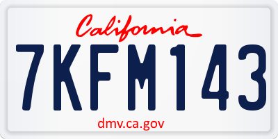 CA license plate 7KFM143
