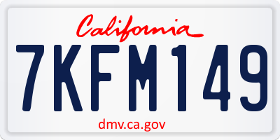 CA license plate 7KFM149