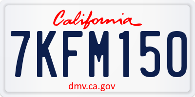 CA license plate 7KFM150