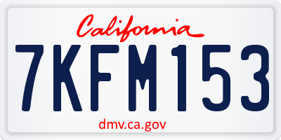 CA license plate 7KFM153